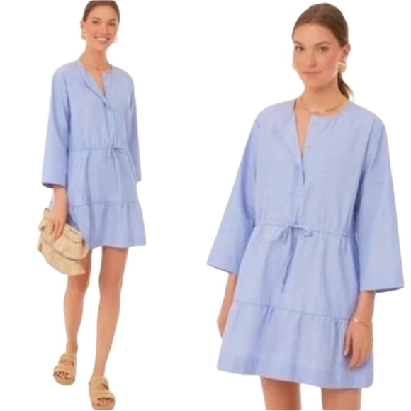 Pomander Place Dresses & Skirts - Pomander Place | Tuckernuck Lucy Light Blue Tiered Cotton 3/4 Sleeve Dress XL